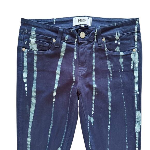 Paige Jeans Womens 27 Blue Verdugo Ultra Skinny Drip Print Stretch Denim Pants - Picture 2 of 14